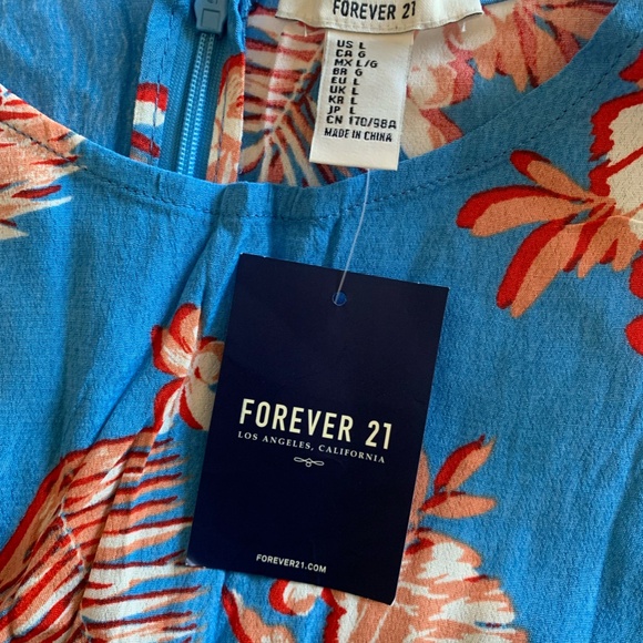 NEW Forever 21 Blue Woven Dress Size Large - Picture 7 of 8